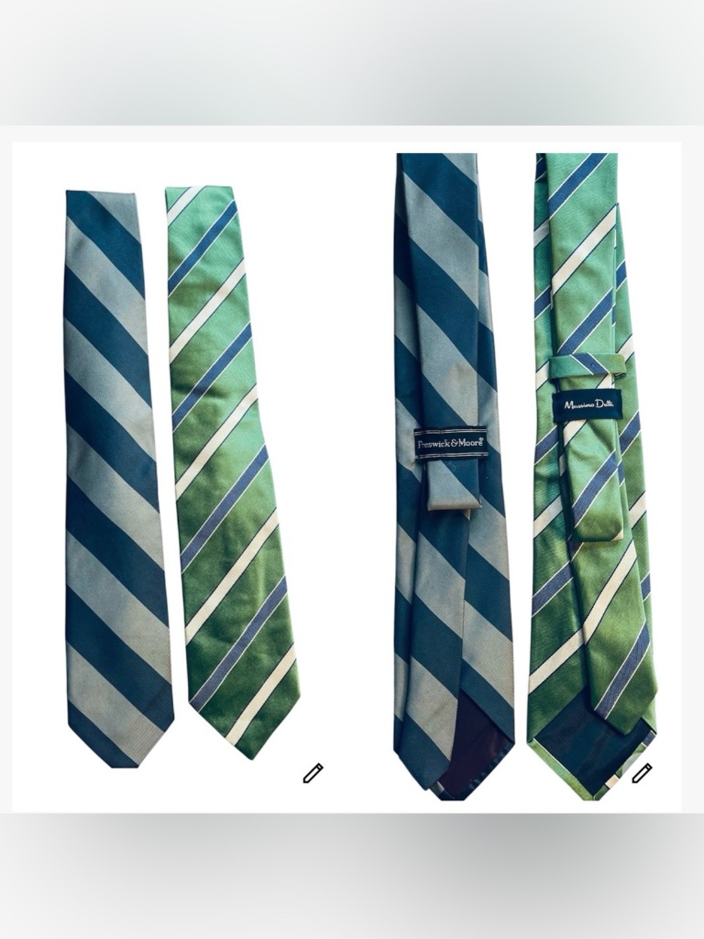 Lot of 2 Men's Silk Ties - Massimo Dutti & Preswick Moore - Striped
EUC